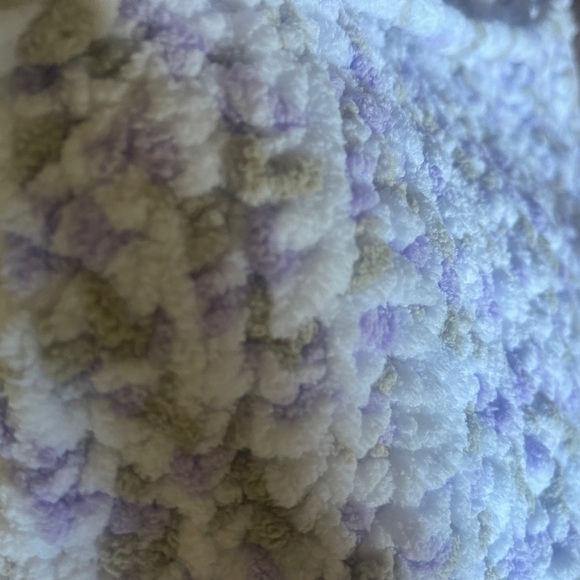 Handmade chenille boho hobo slouch satchel shoulder tote bag purple and white - Picture 8 of 9